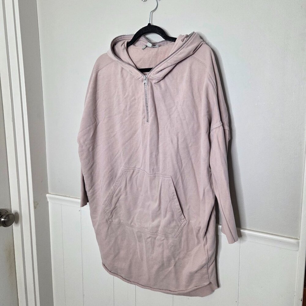 Allsaints Pink Xonda Long Sleeve Cotton Hoodie Dress